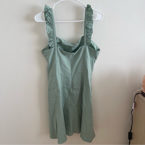Green Mini Dress with Ruffled Straps - Picture 3 of 4